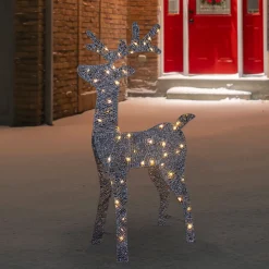 Online LED Lighted Glitter Reindeer Outdoor Christmas Decoration - 39.5" - Warm White Animals