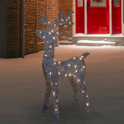 Online LED Lighted Glitter Reindeer Outdoor Christmas Decoration - 39.5" - Warm White Animals