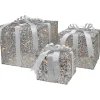 Discount LED Lighted Glitter Threaded Gift Boxes Outdoor Christmas Decoration - Silver - Set of 3 Gifts & Bows