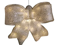 Hot LED Lighted Glittered Bow Christmas Decoration - 16" - Warm White Lights Window
