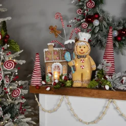 Discount LED Lighted Glittered Gingerbread Snowman Chef Christmas Figure - 17.5