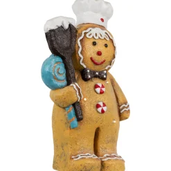 Discount LED Lighted Glittered Gingerbread Snowman Chef Christmas Figure - 17.5