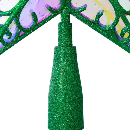 Best LED Lighted Glittered Star Christmas Tree Topper - 11" - Green - Multicolor Lights Stars