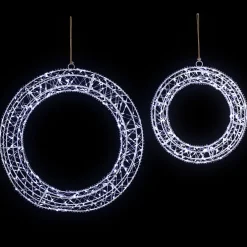 Best LED Lighted Hanging Christmas Wreath Decorations - 18" - Set of 2 - Cool White Lights Door