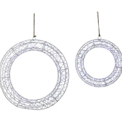 Best LED Lighted Hanging Christmas Wreath Decorations - 18" - Set of 2 - Cool White Lights Door