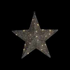 Discount LED Lighted Hanging Star Outdoor Christmas Decoration - 18" - Silver - Warm White Stars
