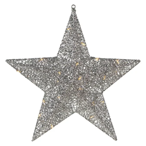 Discount LED Lighted Hanging Star Outdoor Christmas Decoration - 18" - Silver - Warm White Stars