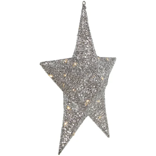 Discount LED Lighted Hanging Star Outdoor Christmas Decoration - 18" - Silver - Warm White Stars
