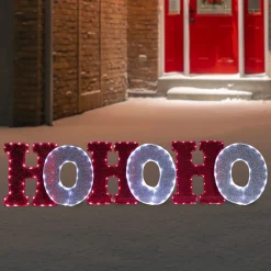Clearance LED Lighted "Ho Ho Ho" Outdoor Christmas Decoration - 76.75" - Red and White Lights Yard Signs