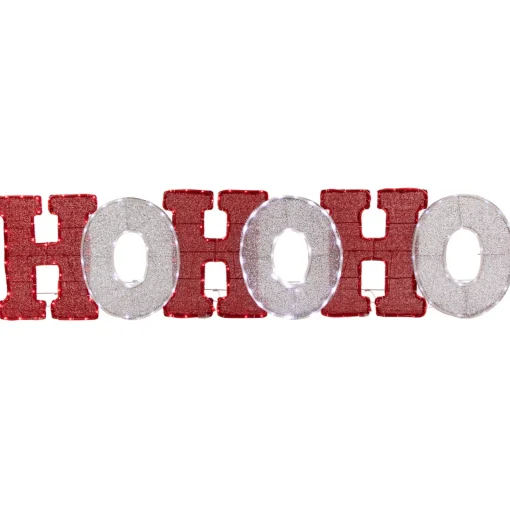 Clearance LED Lighted "Ho Ho Ho" Outdoor Christmas Decoration - 76.75" - Red and White Lights Yard Signs