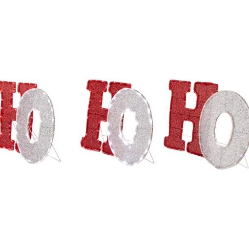 Clearance LED Lighted "Ho Ho Ho" Outdoor Christmas Decoration - 76.75" - Red and White Lights Yard Signs