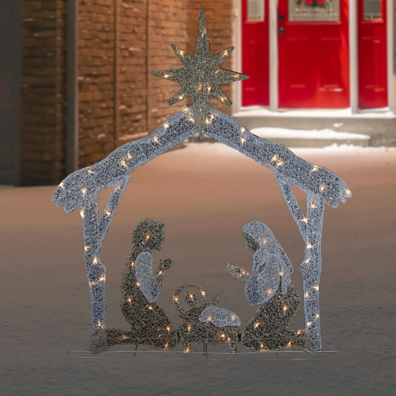 New LED Lighted Holy Family Nativity Scene Outdoor Christmas Decoration - 44" - Warm White Nativity