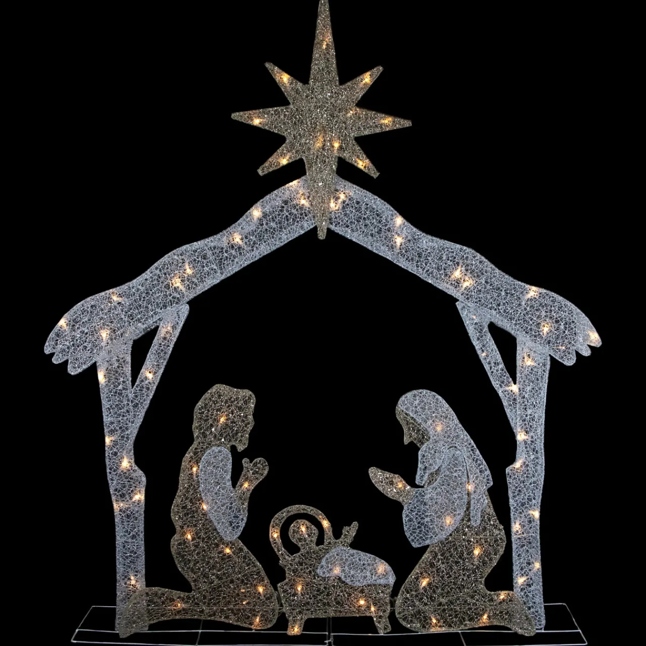 New LED Lighted Holy Family Nativity Scene Outdoor Christmas Decoration - 44" - Warm White Nativity