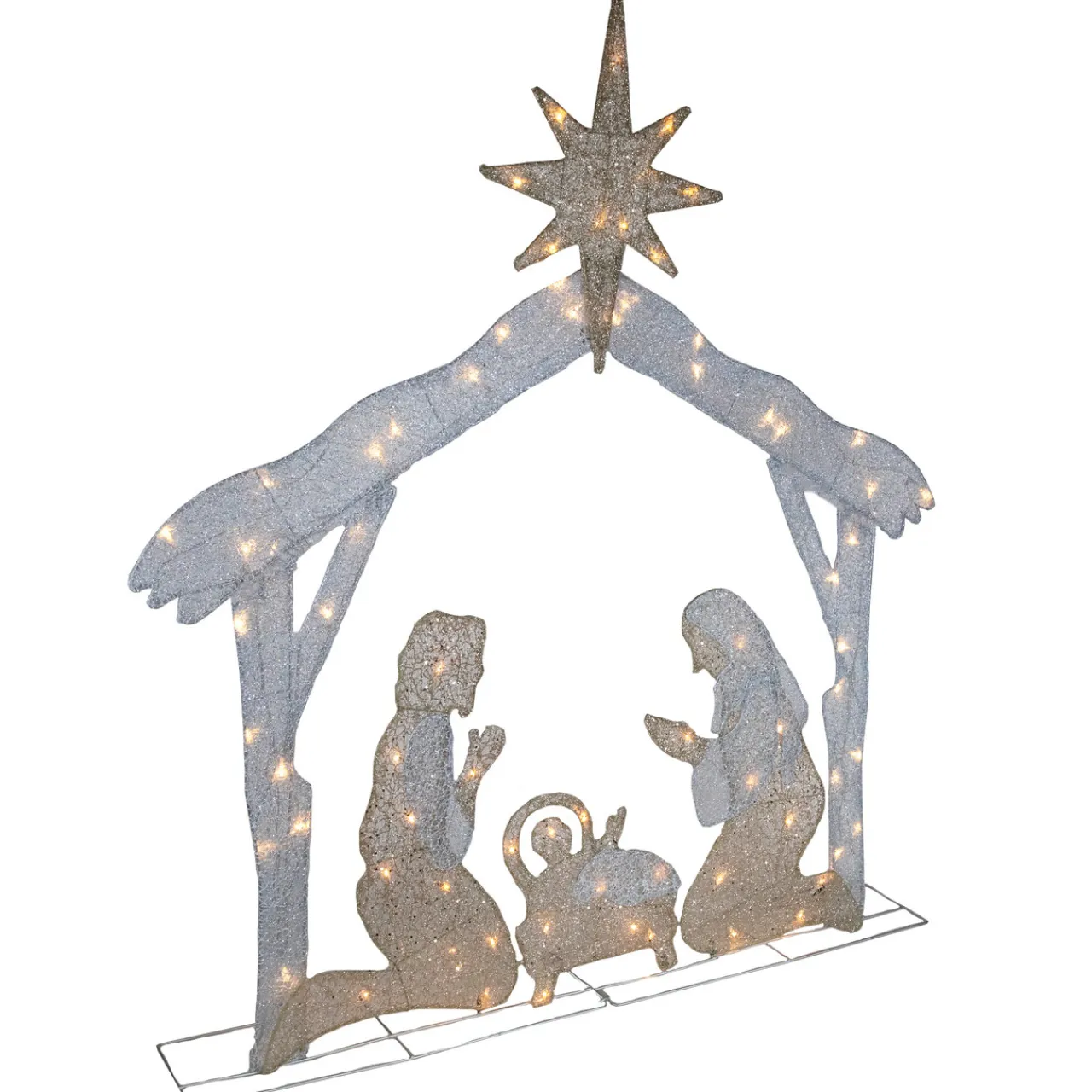 New LED Lighted Holy Family Nativity Scene Outdoor Christmas Decoration - 44" - Warm White Nativity