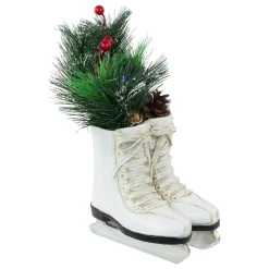 Hot LED Lighted Ice Skates with Floral Arrangement Christmas Decoration - 12" Centerpieces & Arrangements