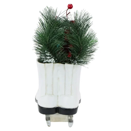 Hot LED Lighted Ice Skates with Floral Arrangement Christmas Decoration - 12" Centerpieces & Arrangements