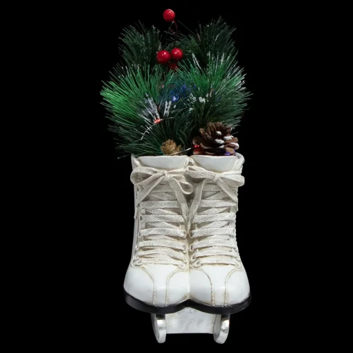 Hot LED Lighted Ice Skates with Floral Arrangement Christmas Decoration - 12" Centerpieces & Arrangements