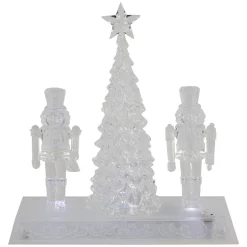 Hot LED Lighted Icy Crystal Nutcracker and Christmas Tree Decoration - 9" - White Lights Nutcrackers