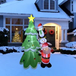 Discount LED Lighted Inflatable Christmas Tree with Santa and Friends Outdoor Decoration - 8.25' Inflatable