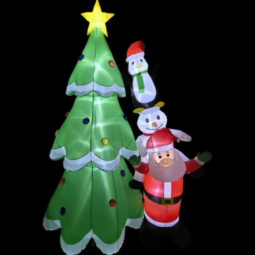 Discount LED Lighted Inflatable Christmas Tree with Santa and Friends Outdoor Decoration - 8.25' Inflatable