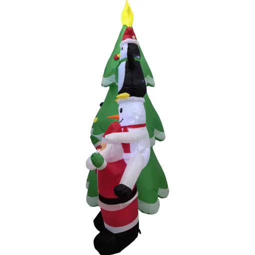 Discount LED Lighted Inflatable Christmas Tree with Santa and Friends Outdoor Decoration - 8.25' Inflatable