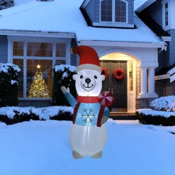 Outlet LED Lighted Inflatable Polar Bear Outdoor Christmas Decoration - 8.25' Inflatable