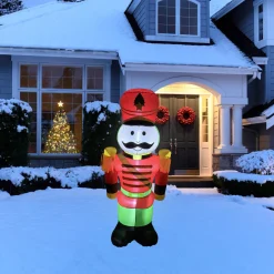 Sale LED Lighted Inflatable Soldier Nutcracker Outdoor Christmas Decoration - 4.25' Inflatable