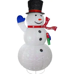 Hot LED Lighted Iridescent Twinkling Snowman Outdoor Christmas Decoration - 71