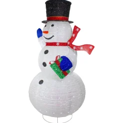 Hot LED Lighted Iridescent Twinkling Snowman Outdoor Christmas Decoration - 71