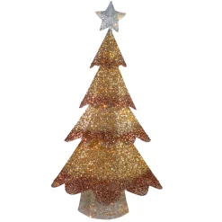 Best LED Lighted Mesh Christmas Tree Outdoor Decoration - 46" - Bronze Gold Finish Trees