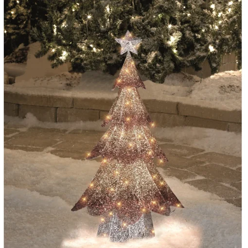 Best LED Lighted Mesh Christmas Tree Outdoor Decoration - 46" - Bronze Gold Finish Trees