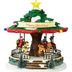 Hot LED Lighted Musical and Animated Christmas Carousel Village Display - 10.5" Building Sets