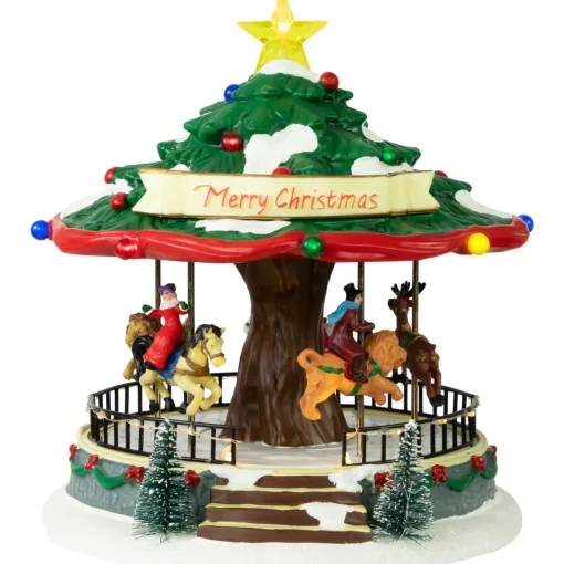 Hot LED Lighted Musical and Animated Christmas Carousel Village Display - 10.5" Building Sets