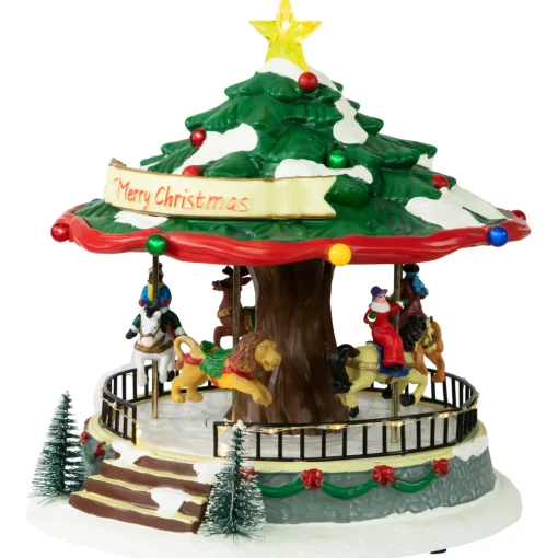 Hot LED Lighted Musical and Animated Christmas Carousel Village Display - 10.5" Building Sets