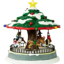 Hot LED Lighted Musical and Animated Christmas Carousel Village Display - 10.5
