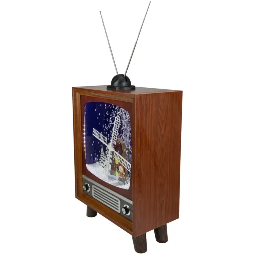 LED Lighted Musical Snowing Windmill TV Set Decoration - 21" Animated & Musical