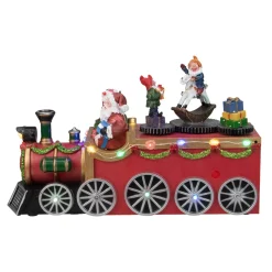 Best LED Lighted Musical Train with Santa Christmas Village Decoration - 10.25" Trains