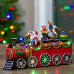 Best LED Lighted Musical Train with Santa Christmas Village Decoration - 10.25" Trains