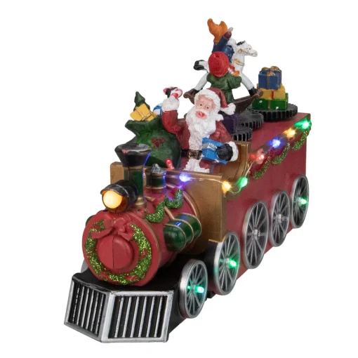 Best LED Lighted Musical Train with Santa Christmas Village Decoration - 10.25" Trains