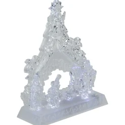 Outlet LED Lighted Nativity Scene in Stable Acrylic Christmas Decoration - 10.75