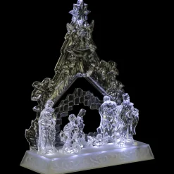 Outlet LED Lighted Nativity Scene in Stable Acrylic Christmas Decoration - 10.75