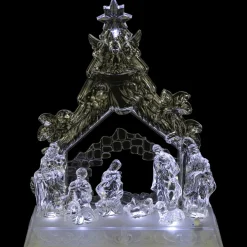 Outlet LED Lighted Nativity Scene in Stable Acrylic Christmas Decoration - 10.75