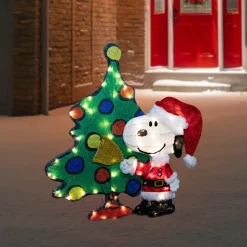 Discount LED Lighted Peanuts Snoopy and Christmas Tree Outdoor Decoration - 32" Licensed