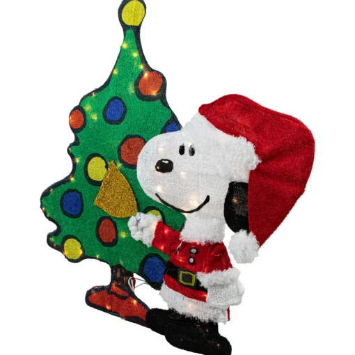 Discount LED Lighted Peanuts Snoopy and Christmas Tree Outdoor Decoration - 32" Licensed