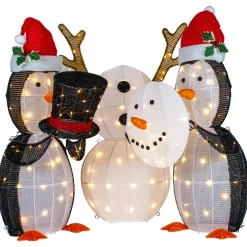 Best LED Lighted Penguins Building Snowman Outdoor Christmas Decoration - 35