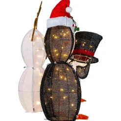 Best LED Lighted Penguins Building Snowman Outdoor Christmas Decoration - 35
