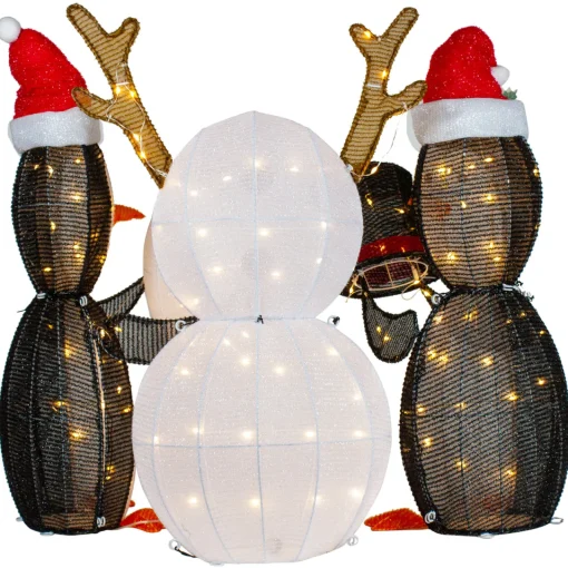 Best LED Lighted Penguins Building Snowman Outdoor Christmas Decoration - 35" - Set of 3 Snowmen