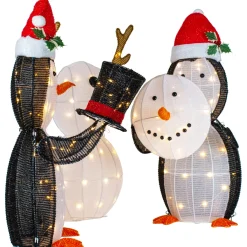 Best LED Lighted Penguins Building Snowman Outdoor Christmas Decoration - 35