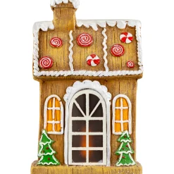 Discount LED Lighted Peppermint Gingerbread House Christmas Decoration - 14" Building Sets