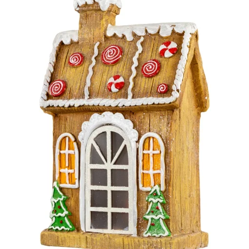 Discount LED Lighted Peppermint Gingerbread House Christmas Decoration - 14" Building Sets